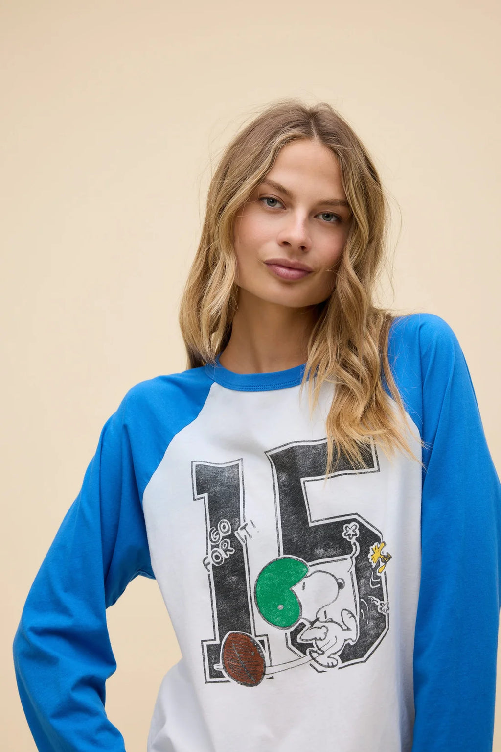 Peanuts Go For It Oversized Raglan Sleeve - Cobalt Blue