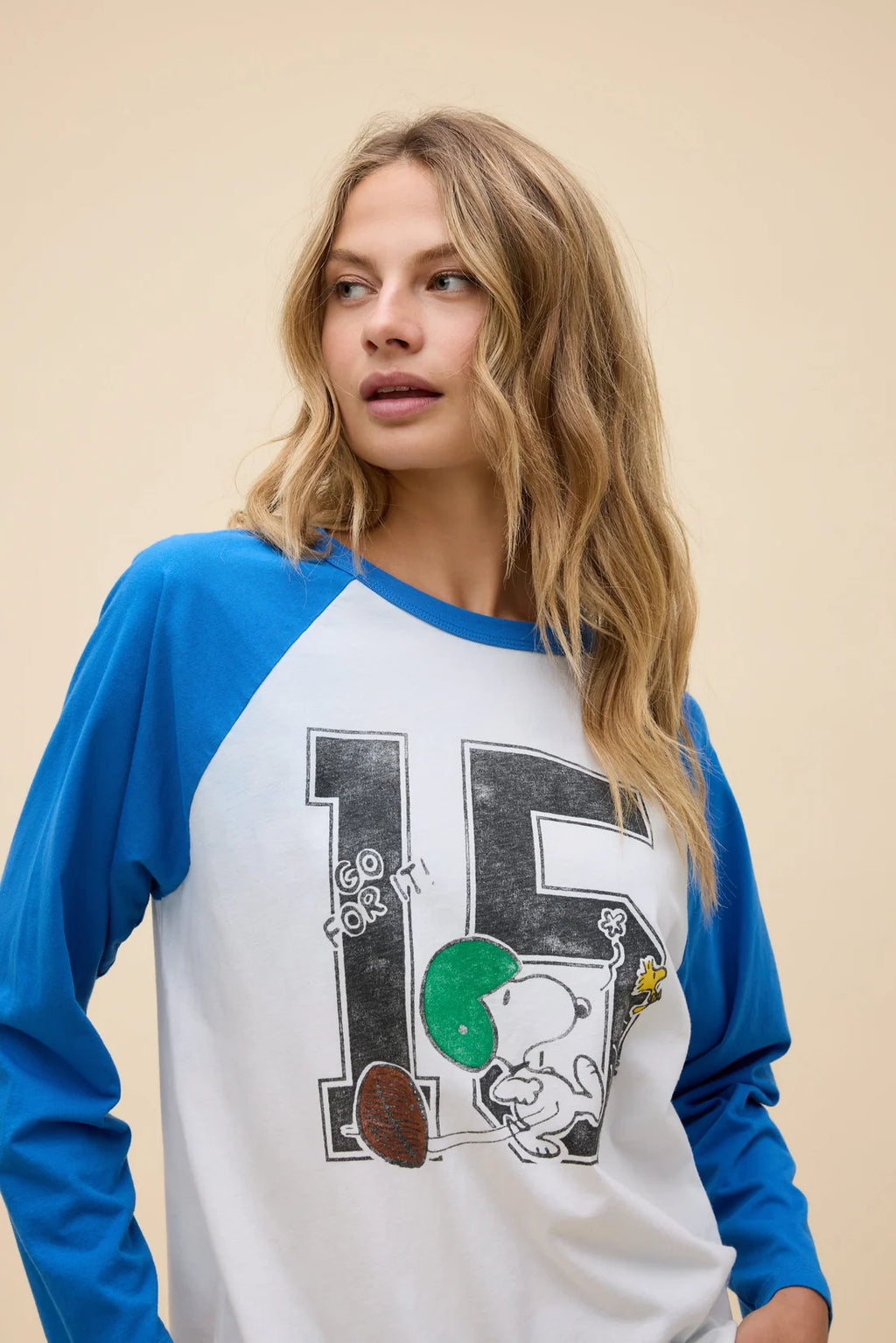 Peanuts Go For It Oversized Raglan Sleeve - Cobalt Blue