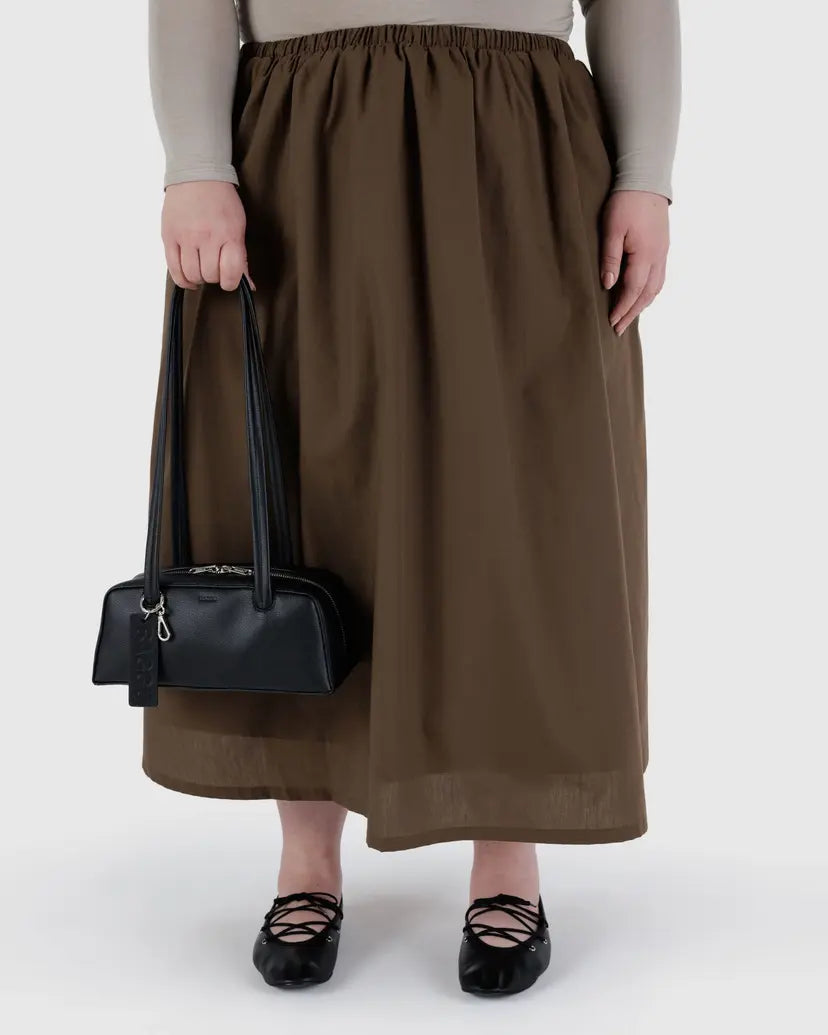 Small Recycled Leather Bowler Bag- Black