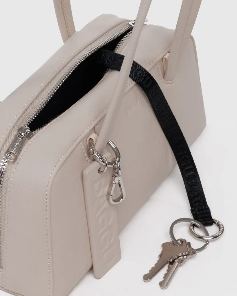 Small Recycled Leather Bowler Bag- Stone