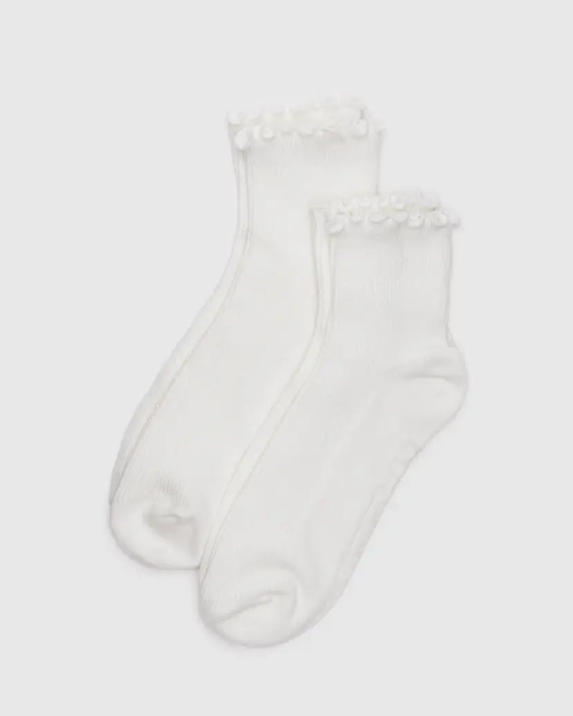 Lettuce Edge Sock Set of 2- White