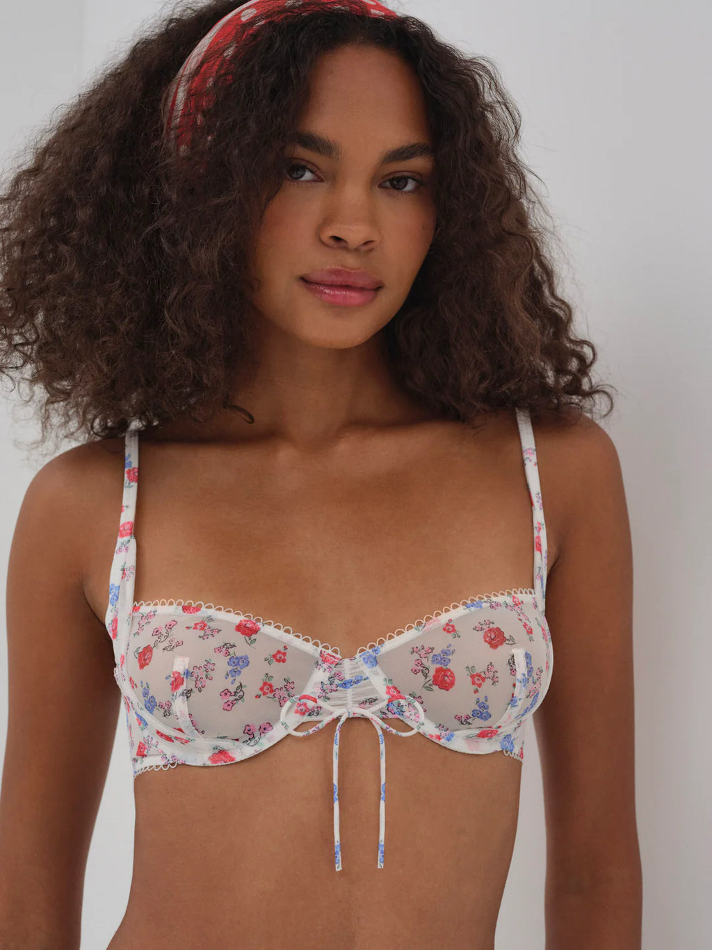 Lottie Underwire Bra - White + Red