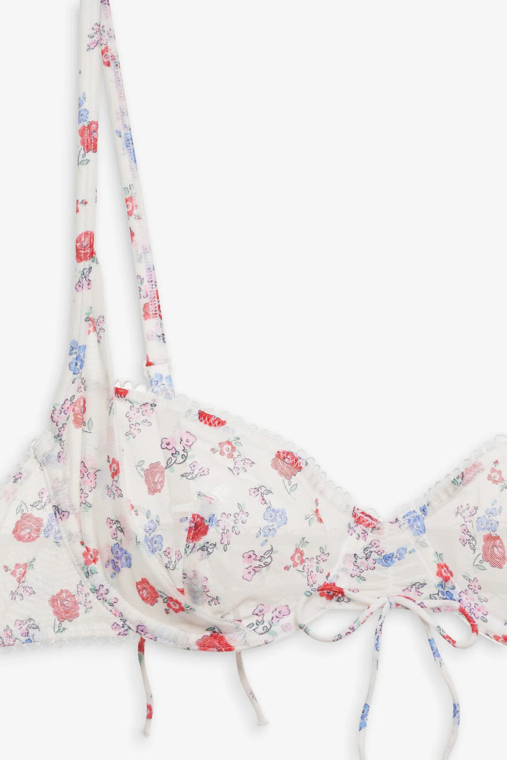 Lottie Underwire Bra - White + Red
