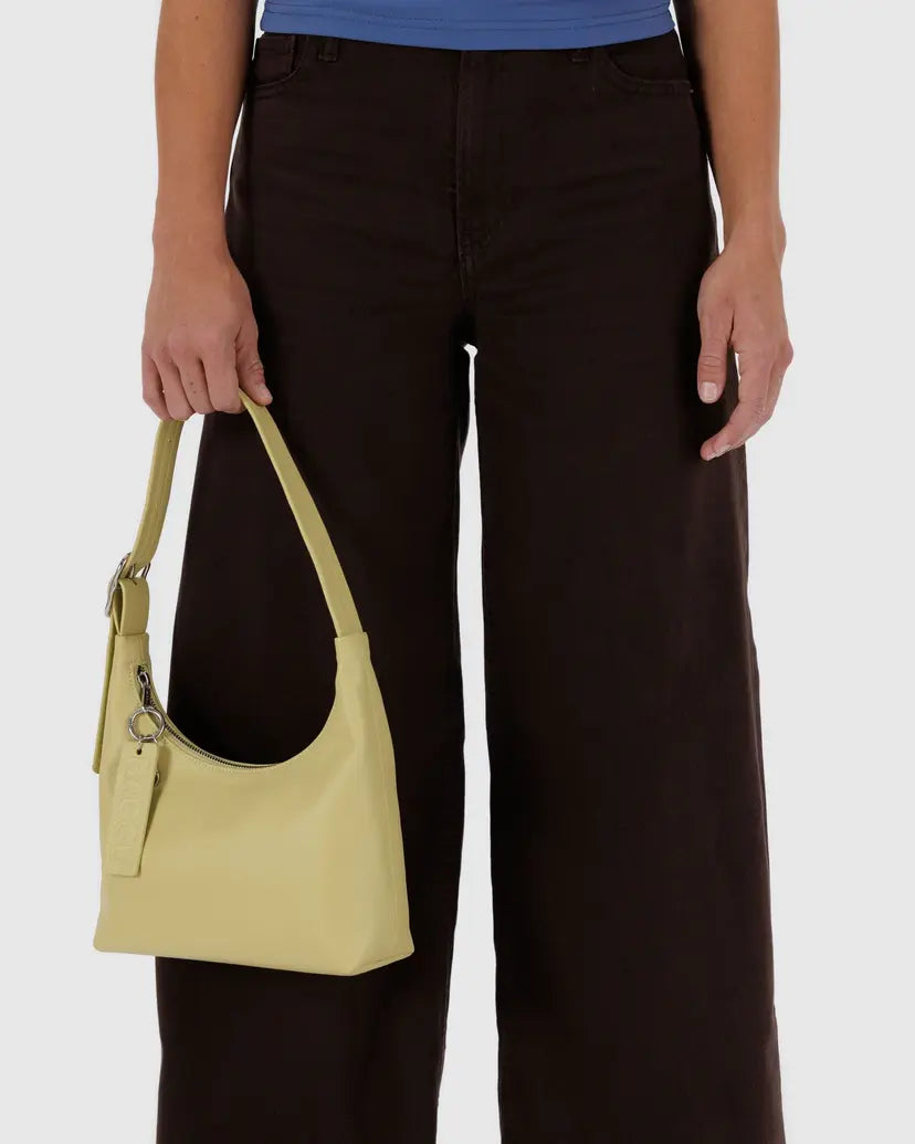 Mini Recycled Leather Shoulder Bag - Straw