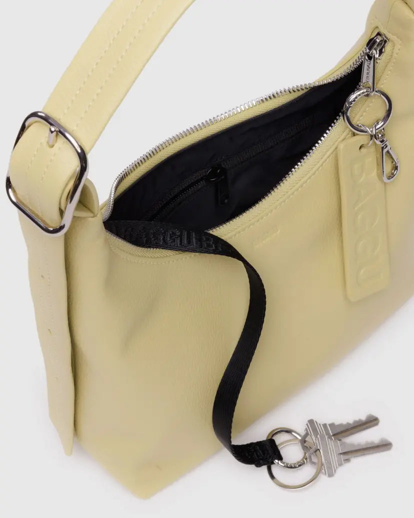 Mini Recycled Leather Shoulder Bag - Straw