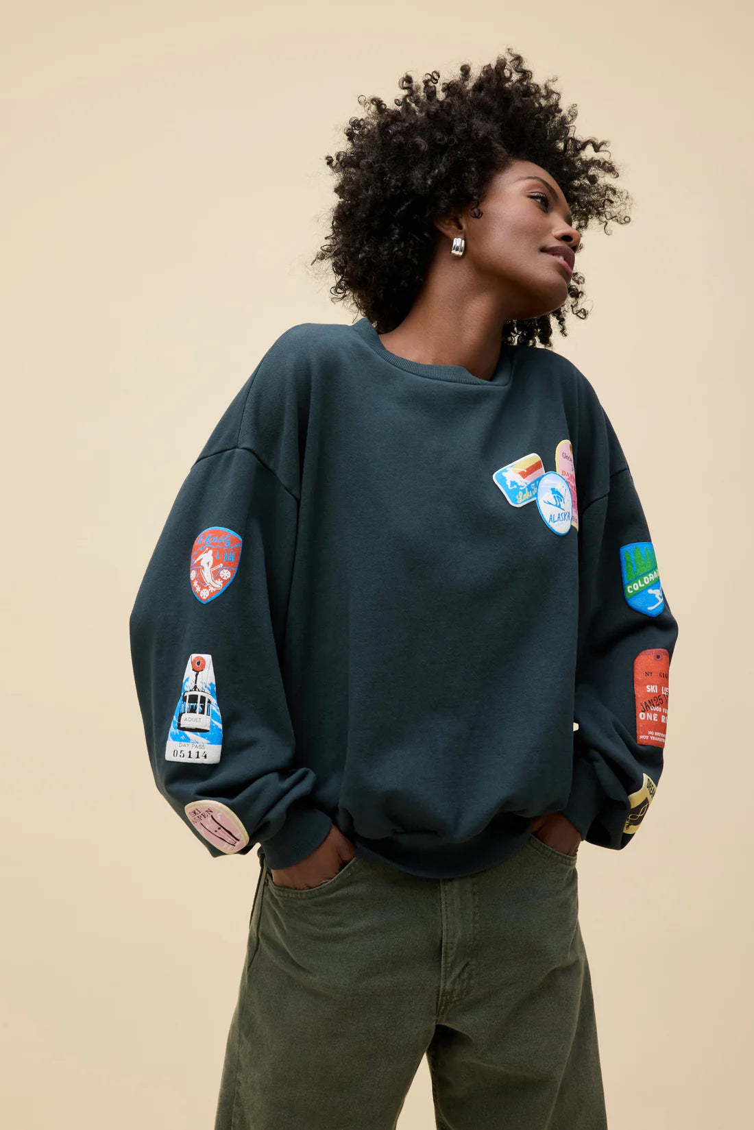 Ski Patch + Pass Collector Oversized Crew Sweatshirt