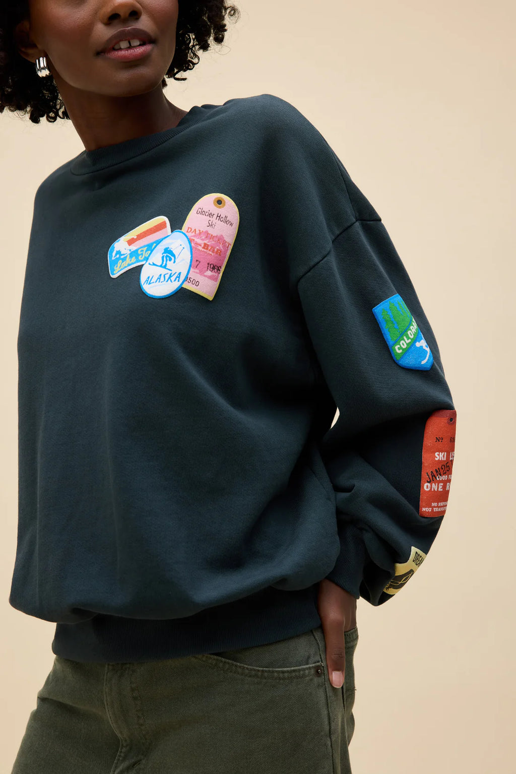 Ski Patch + Pass Collector Oversized Crew Sweatshirt