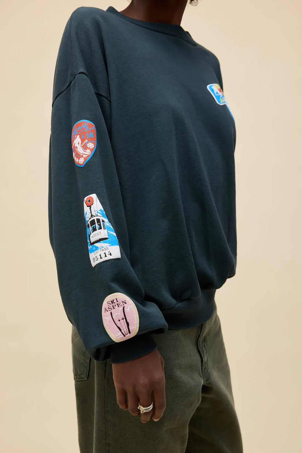 Ski Patch + Pass Collector Oversized Crew Sweatshirt