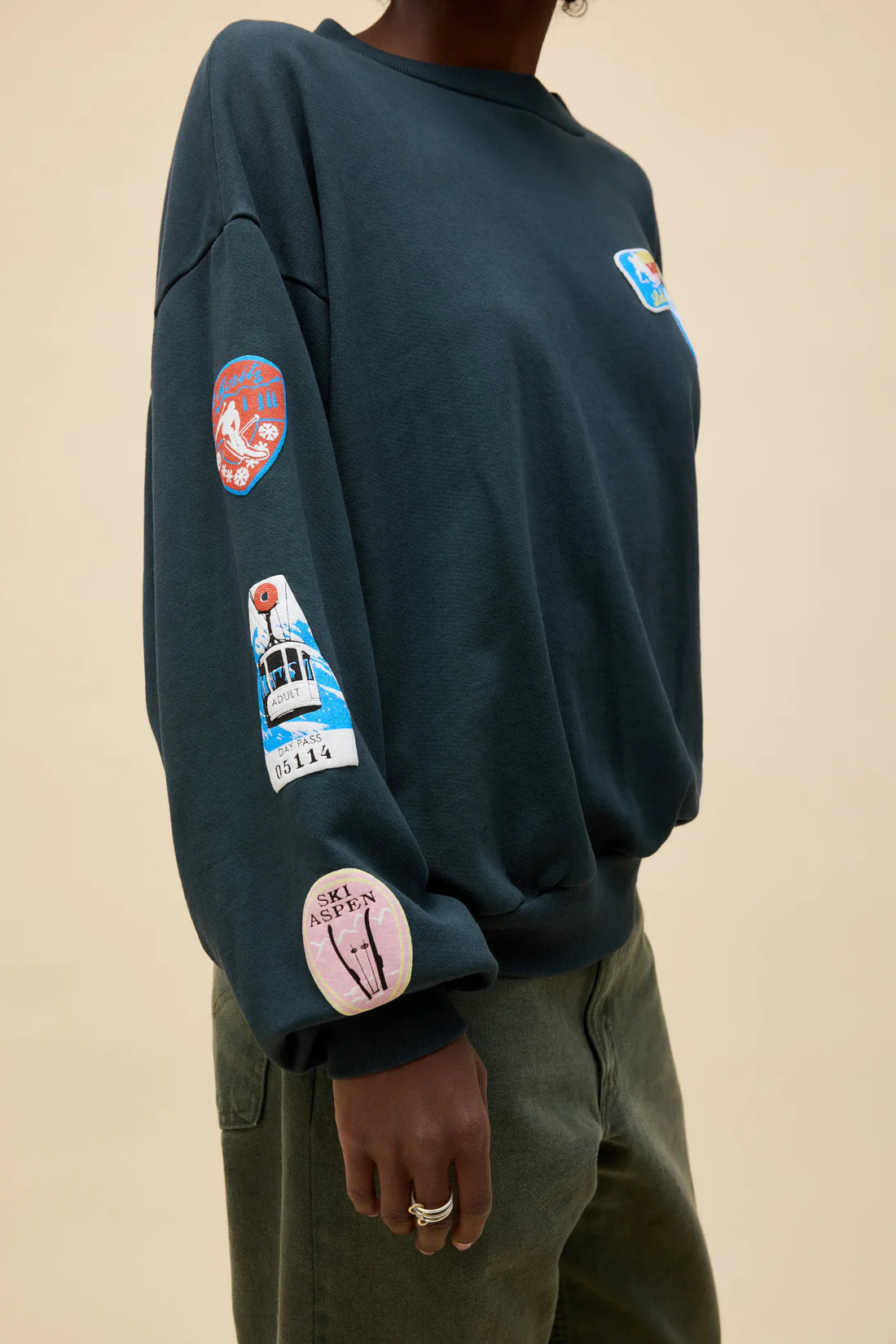 Ski Patch + Pass Collector Oversized Crew Sweatshirt