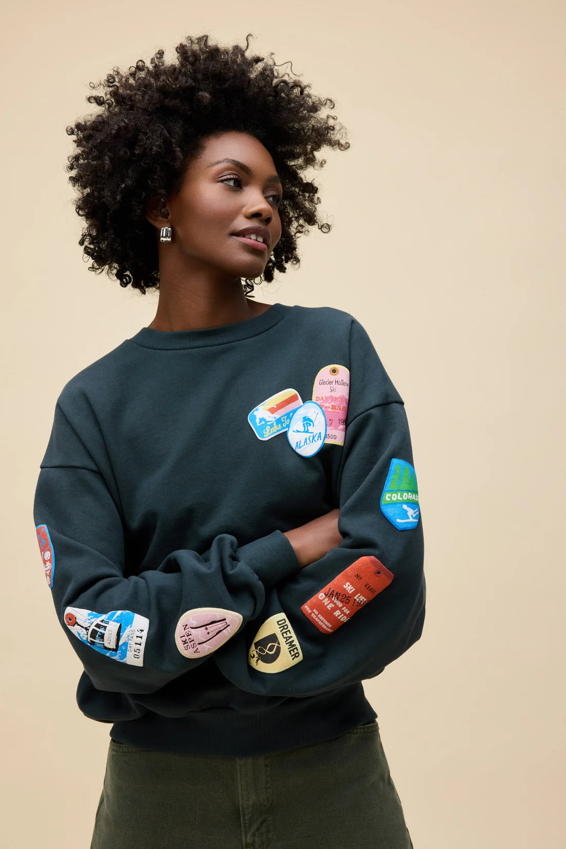 Ski Patch + Pass Collector Oversized Crew Sweatshirt