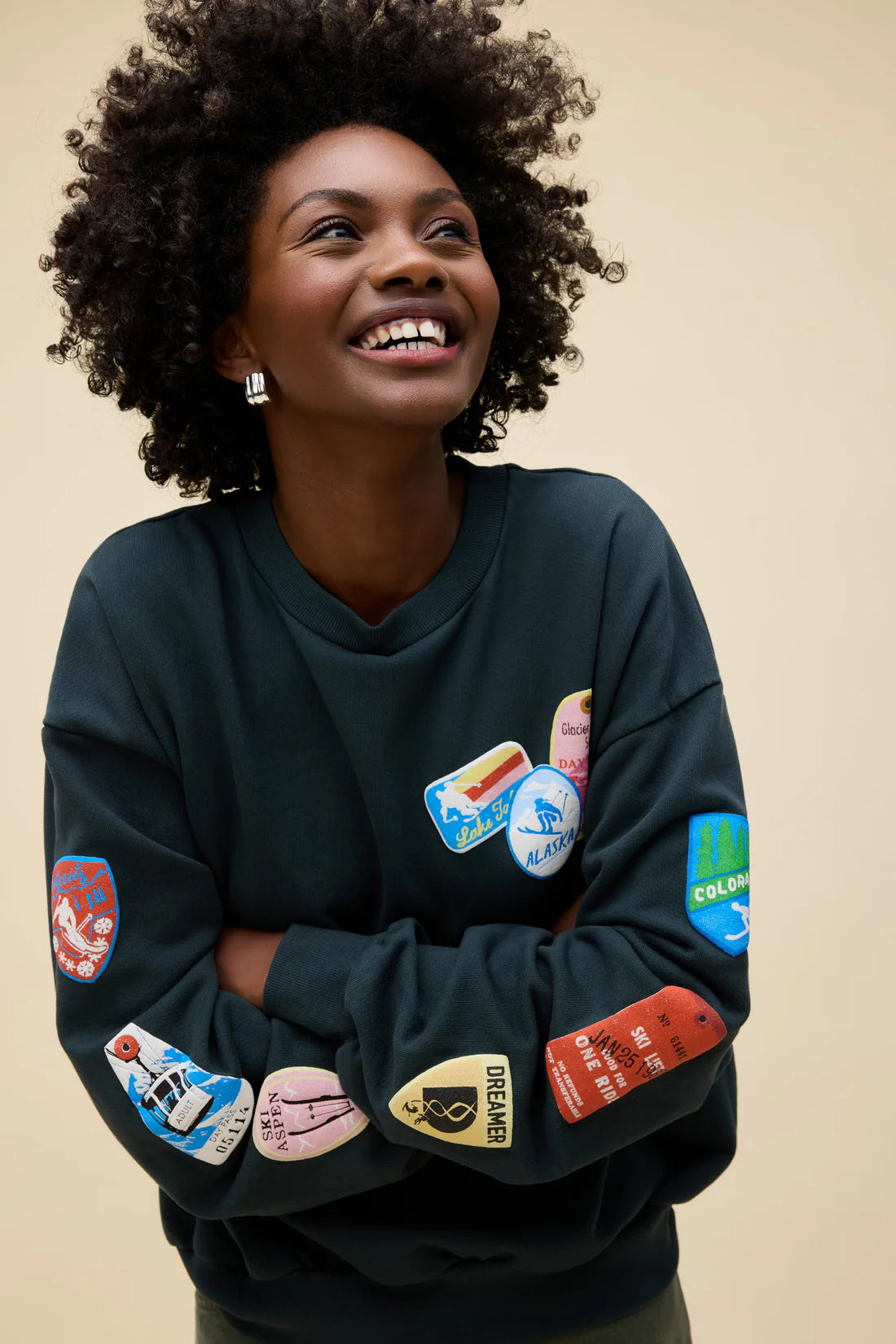 Ski Patch + Pass Collector Oversized Crew Sweatshirt