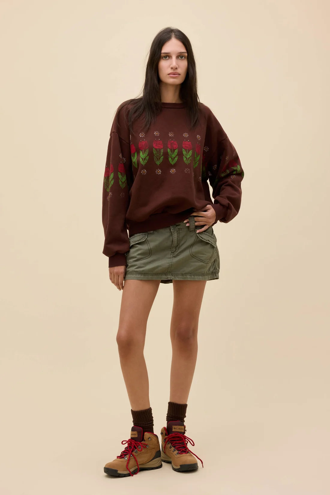 Camp Flowers Oversized Crew Sweatshirt