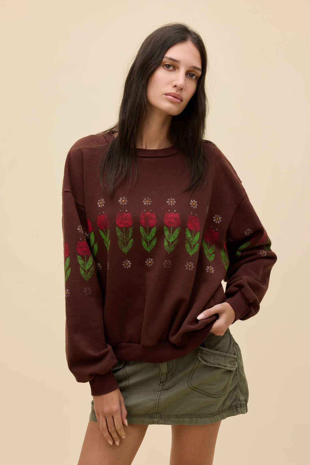 Camp Flowers Oversized Crew Sweatshirt