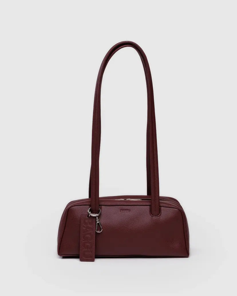 Small Recycled Leather Bowler Bag- Mahogany