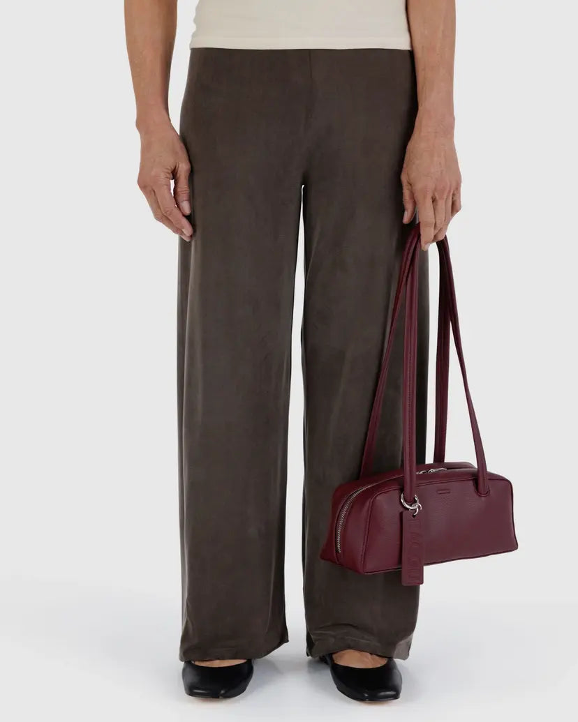 Small Recycled Leather Bowler Bag- Mahogany