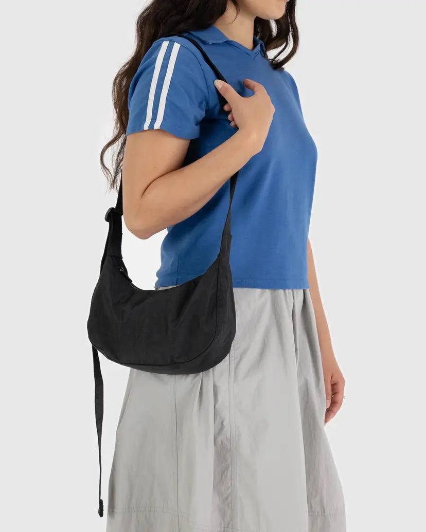 Small Nylon Crescent Bag- Black