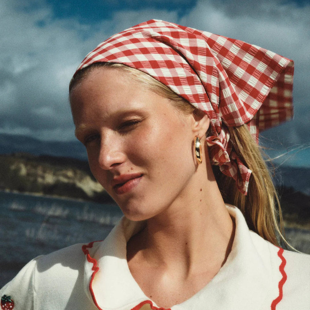 Scotch Bonnet Gingham Headscarf