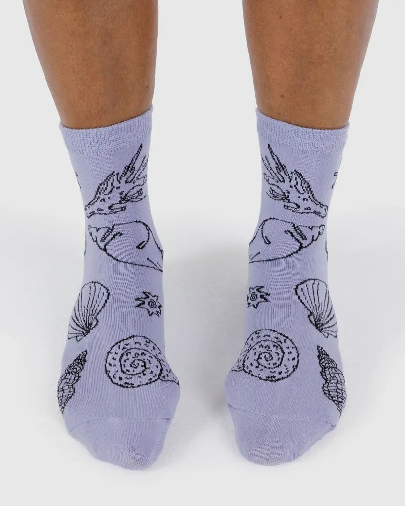 Light Blue Shells Crew Sock