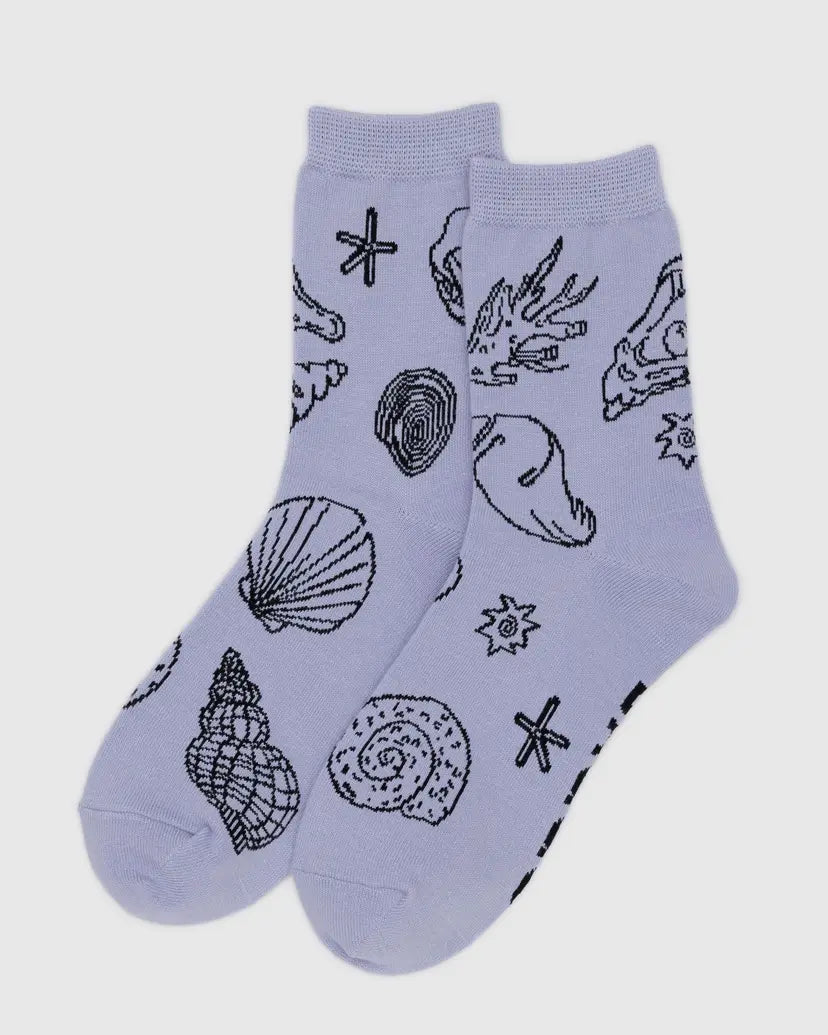 Light Blue Shells Crew Sock
