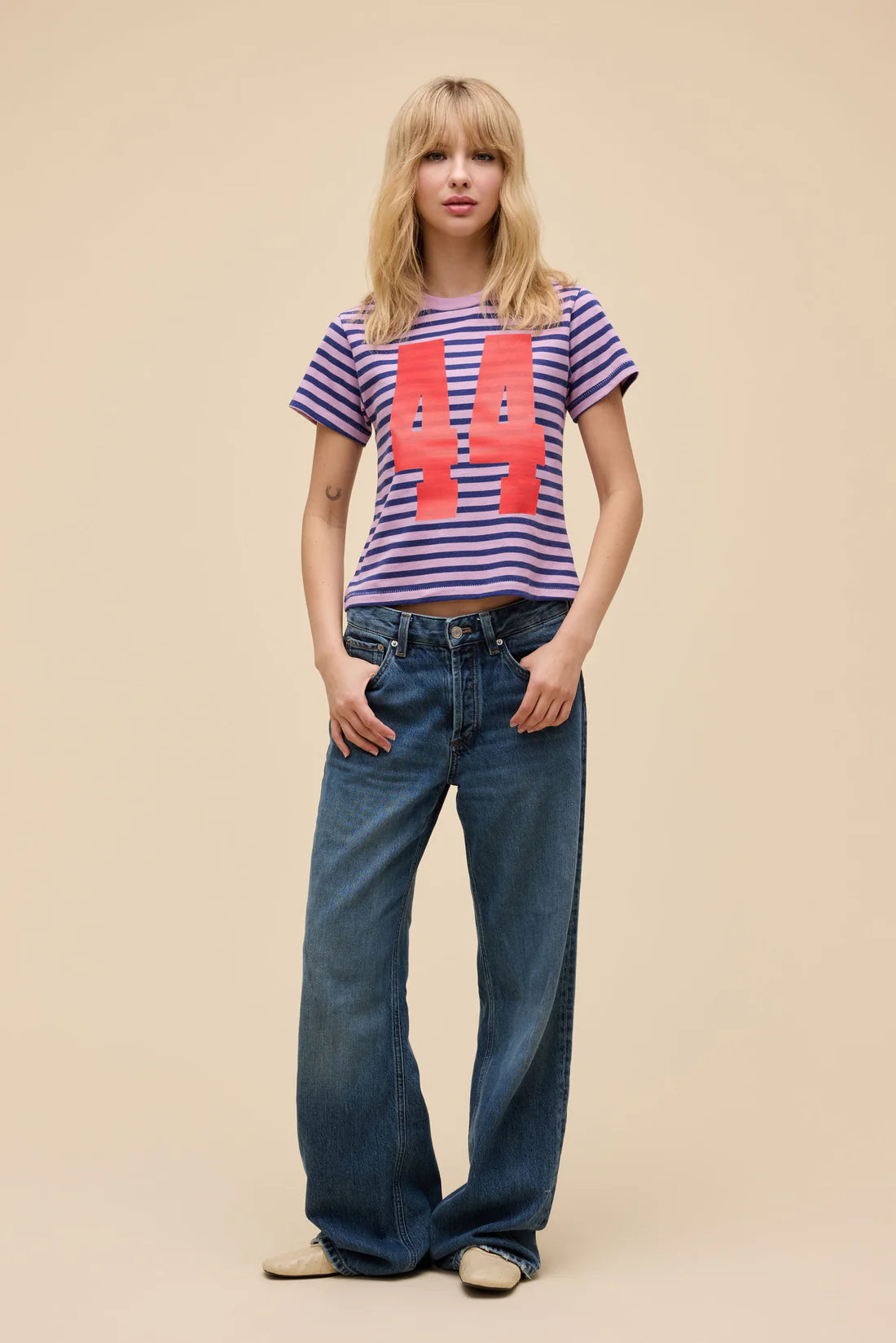 44 Striped Vintage Tee - Hazy Orchid