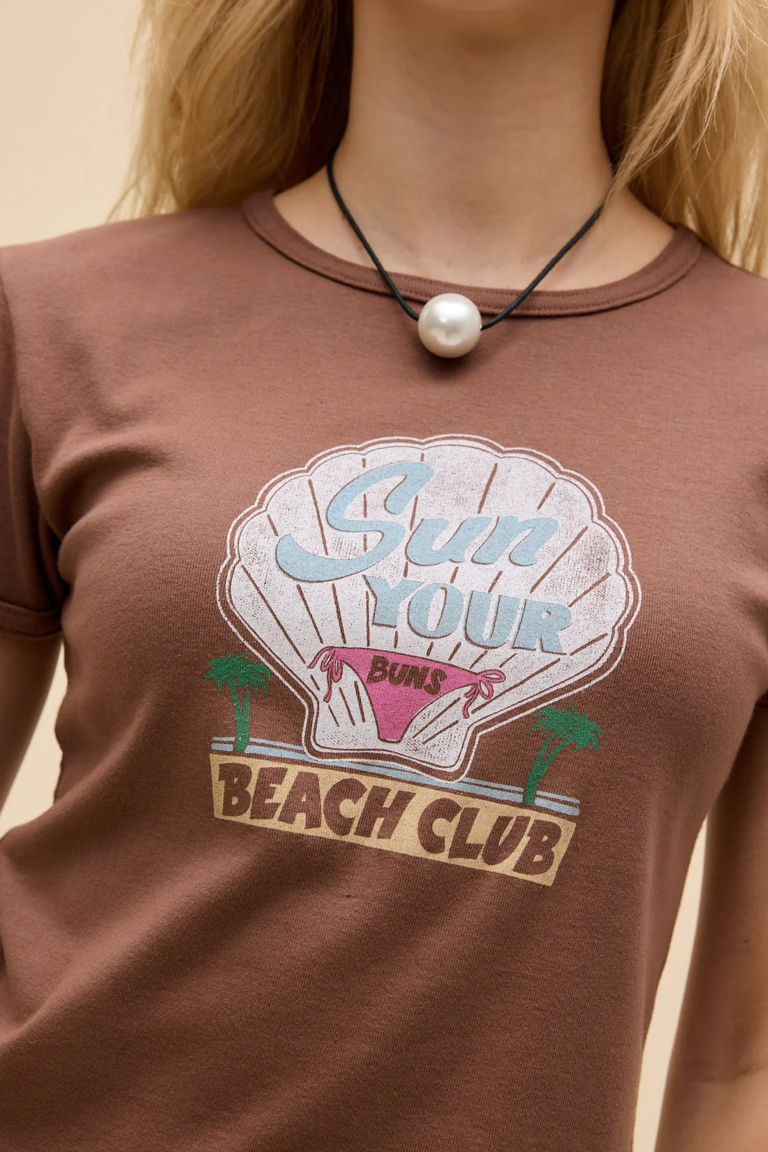 Sun Your Buns Slim Ringer Tee - Chocolate