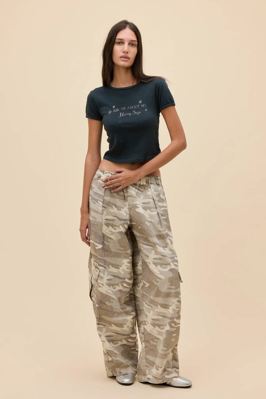 Rising Sign Slim Ringer Tee