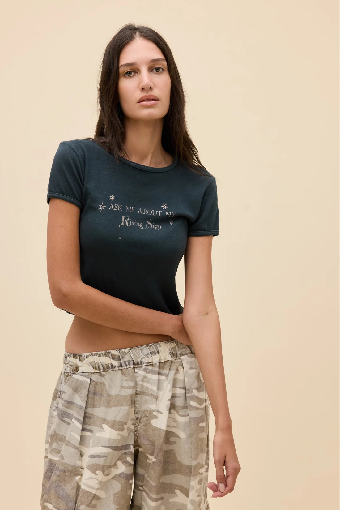 Rising Sign Slim Ringer Tee