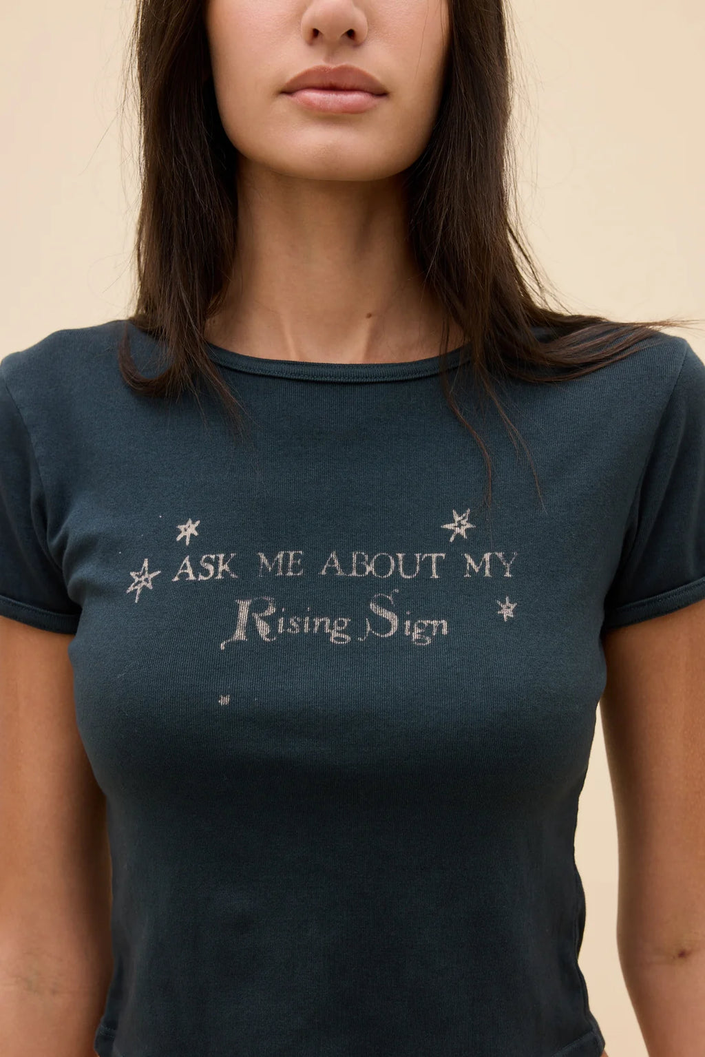 Rising Sign Slim Ringer Tee
