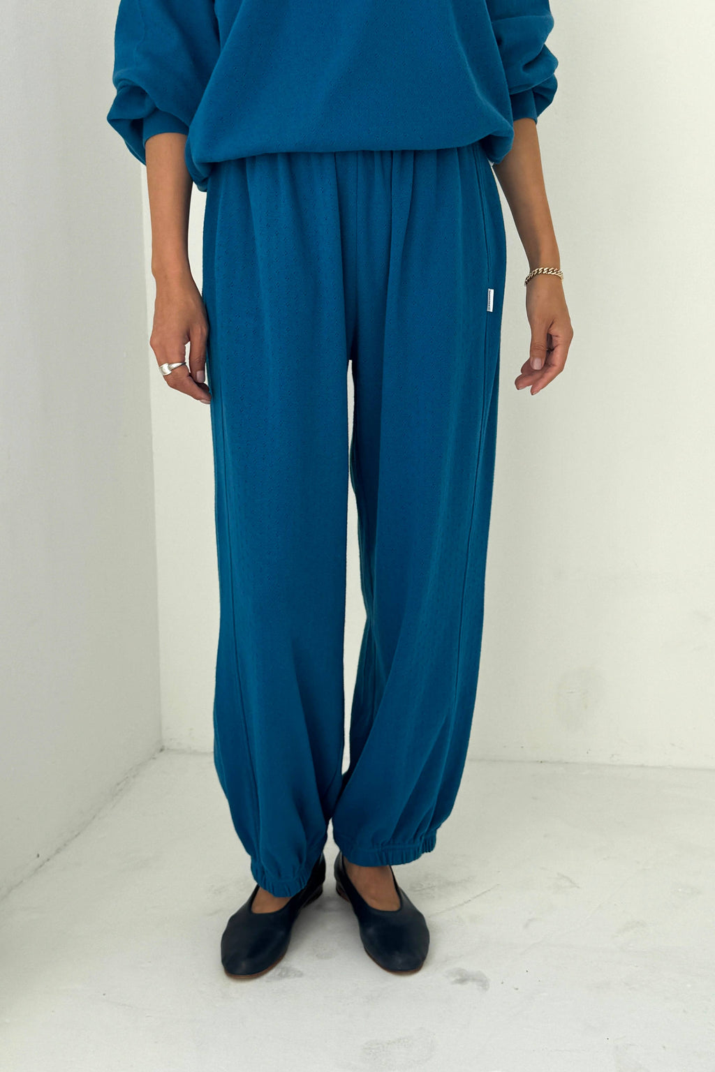 Pointelle Balloon Pants - Sea Blue