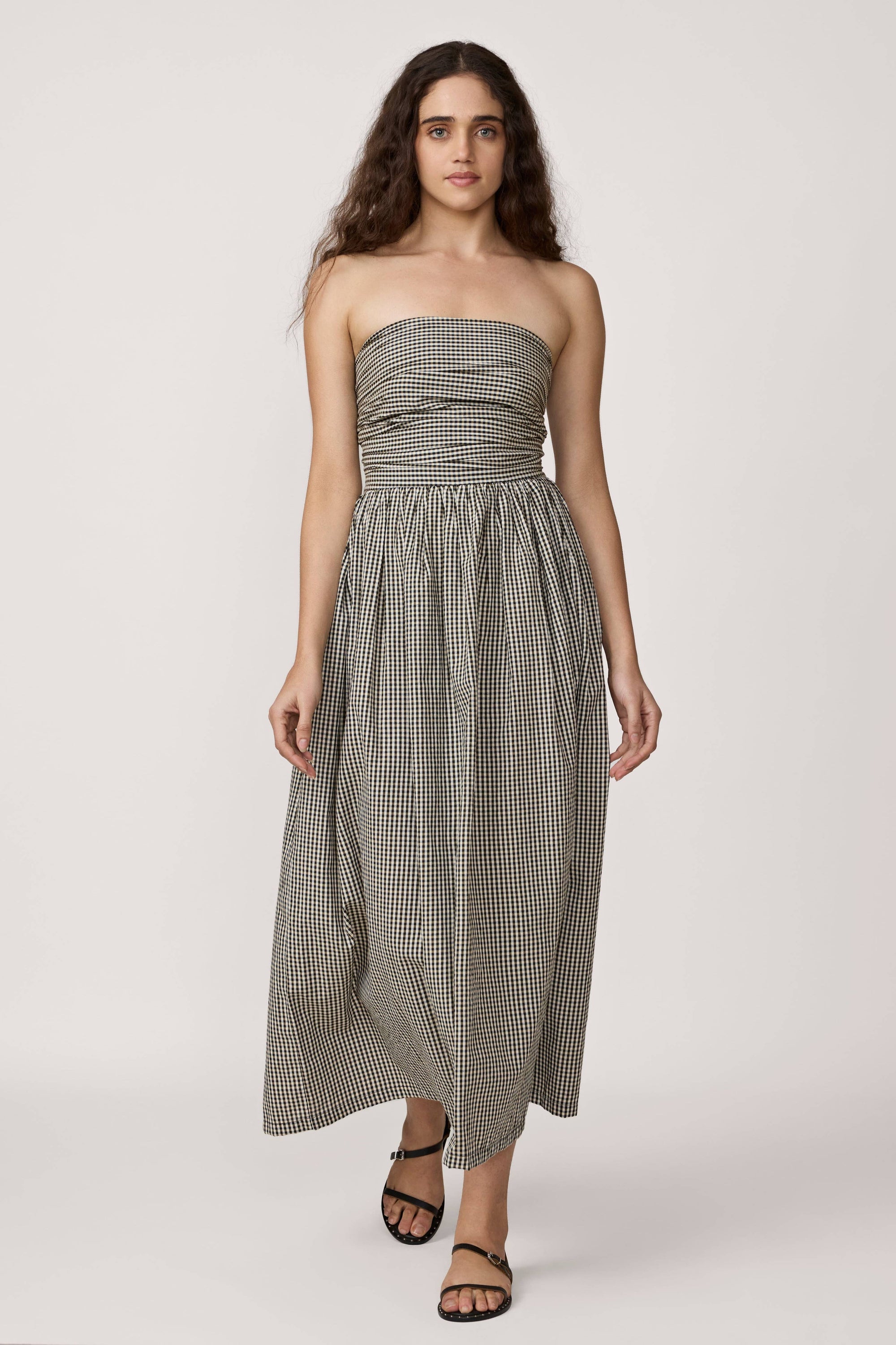 Strapless Tie Back Dress - Gingham