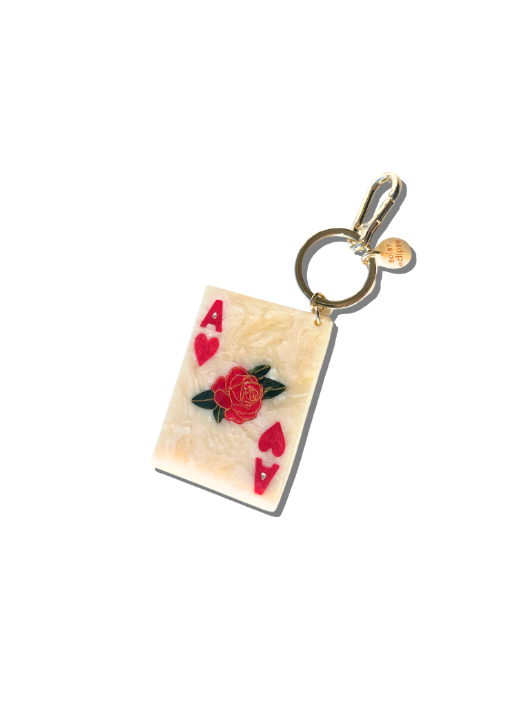 Hand-painted Ace of Hearts Bag Charm + Keychain Eco-Friendly