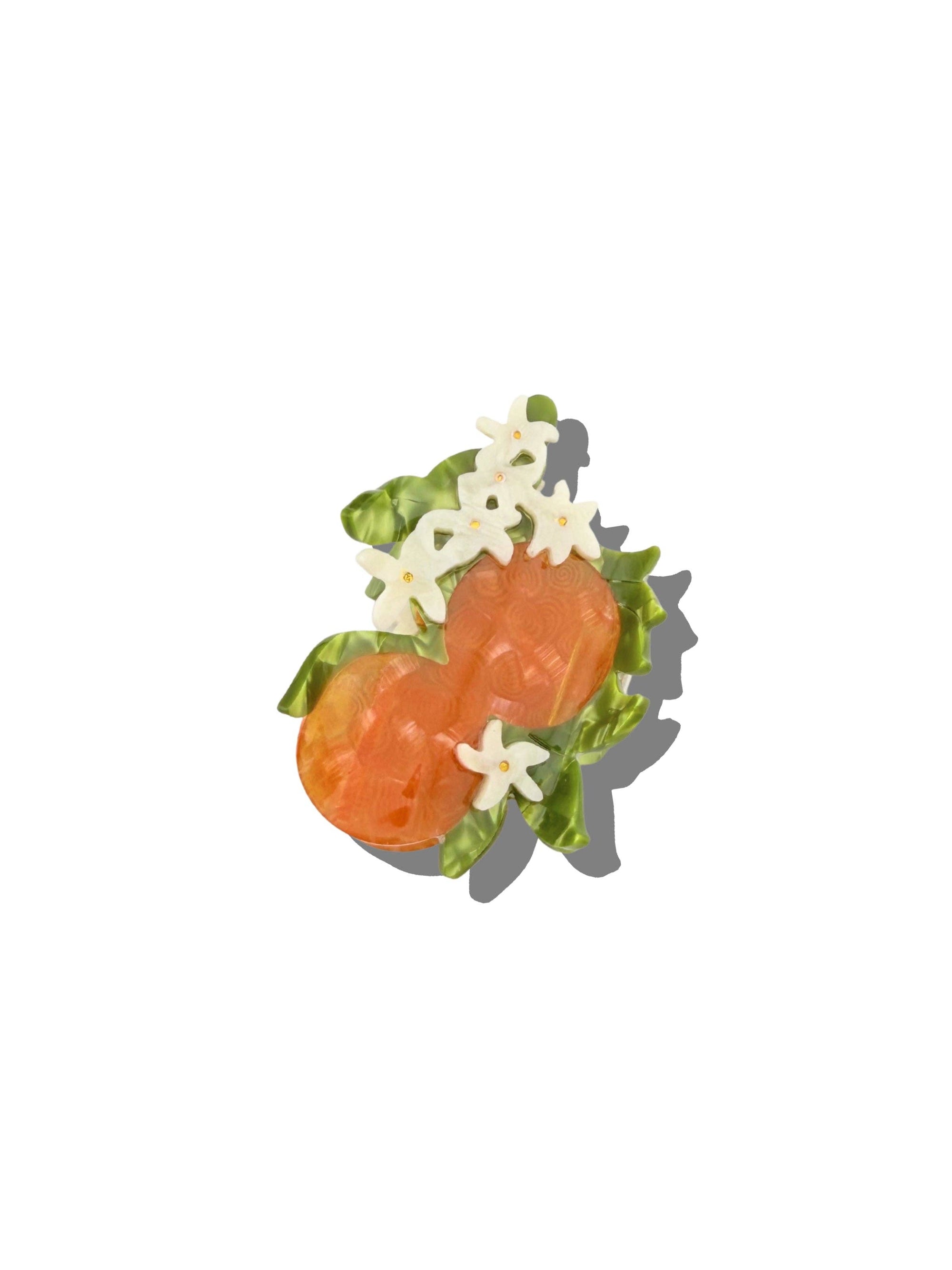 Hand-painted Orange Blossom Claw Hair Clip