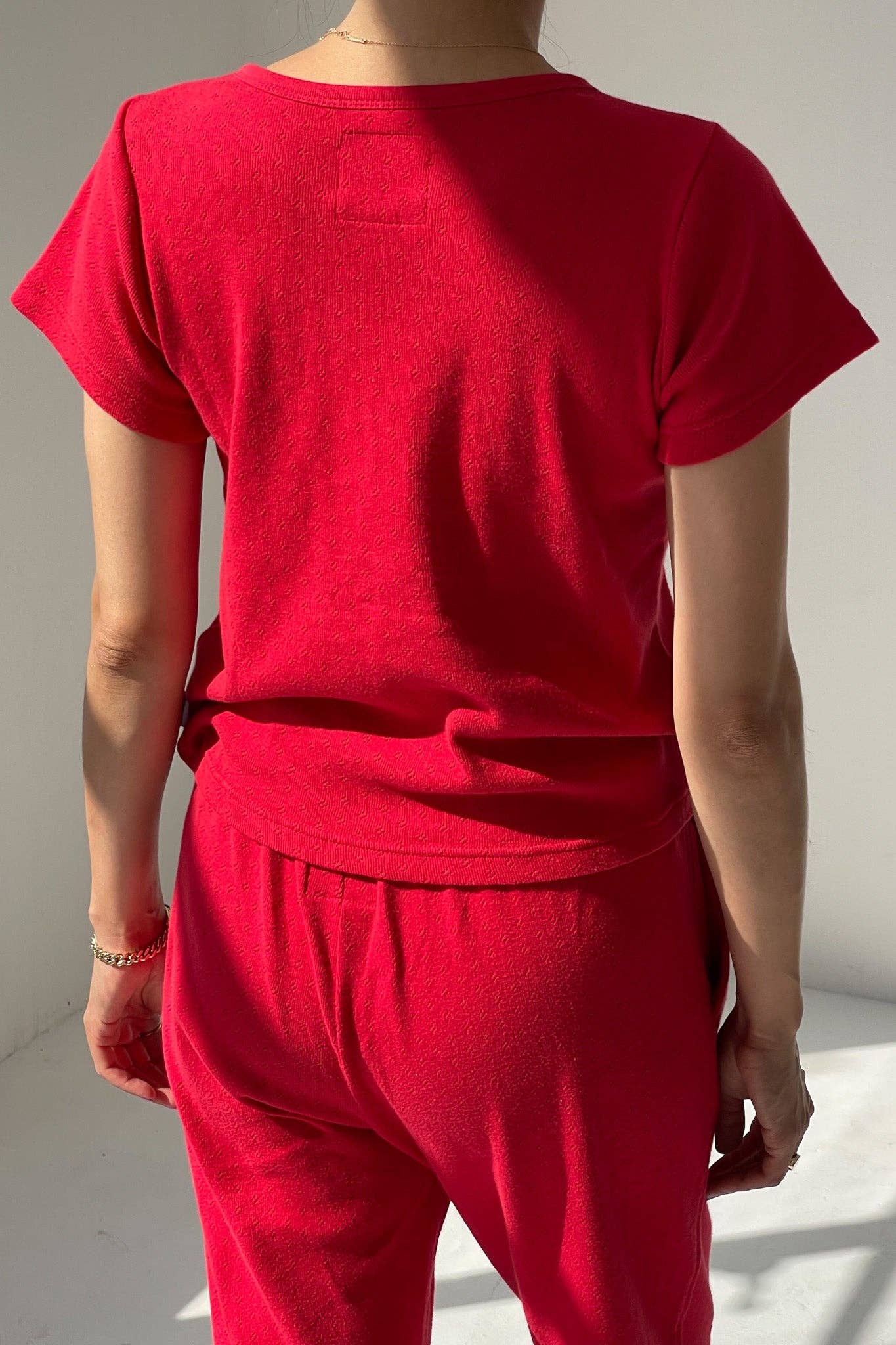 Pointelle Babe Tee - Red Apple