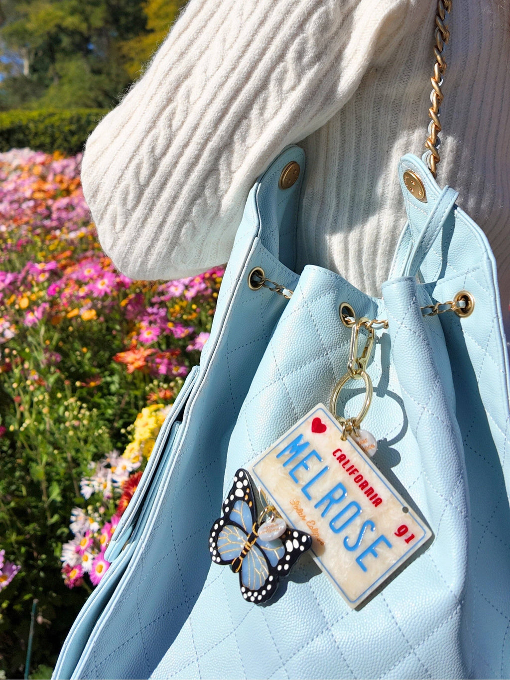 Hand-painted Monarch Butterfly Bag Charm + Keychain