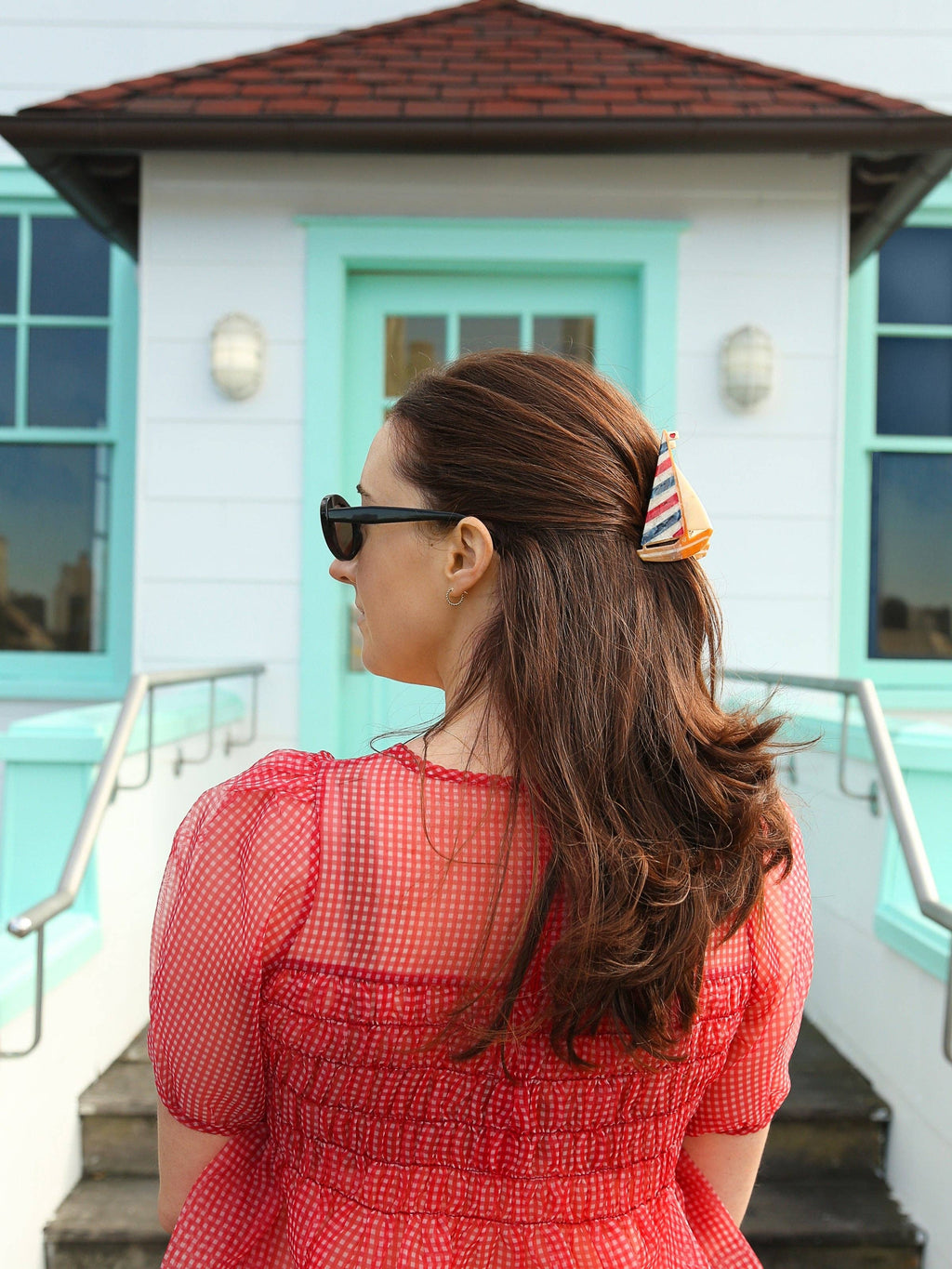 Hand-painted Sailboat Claw Hair Clip