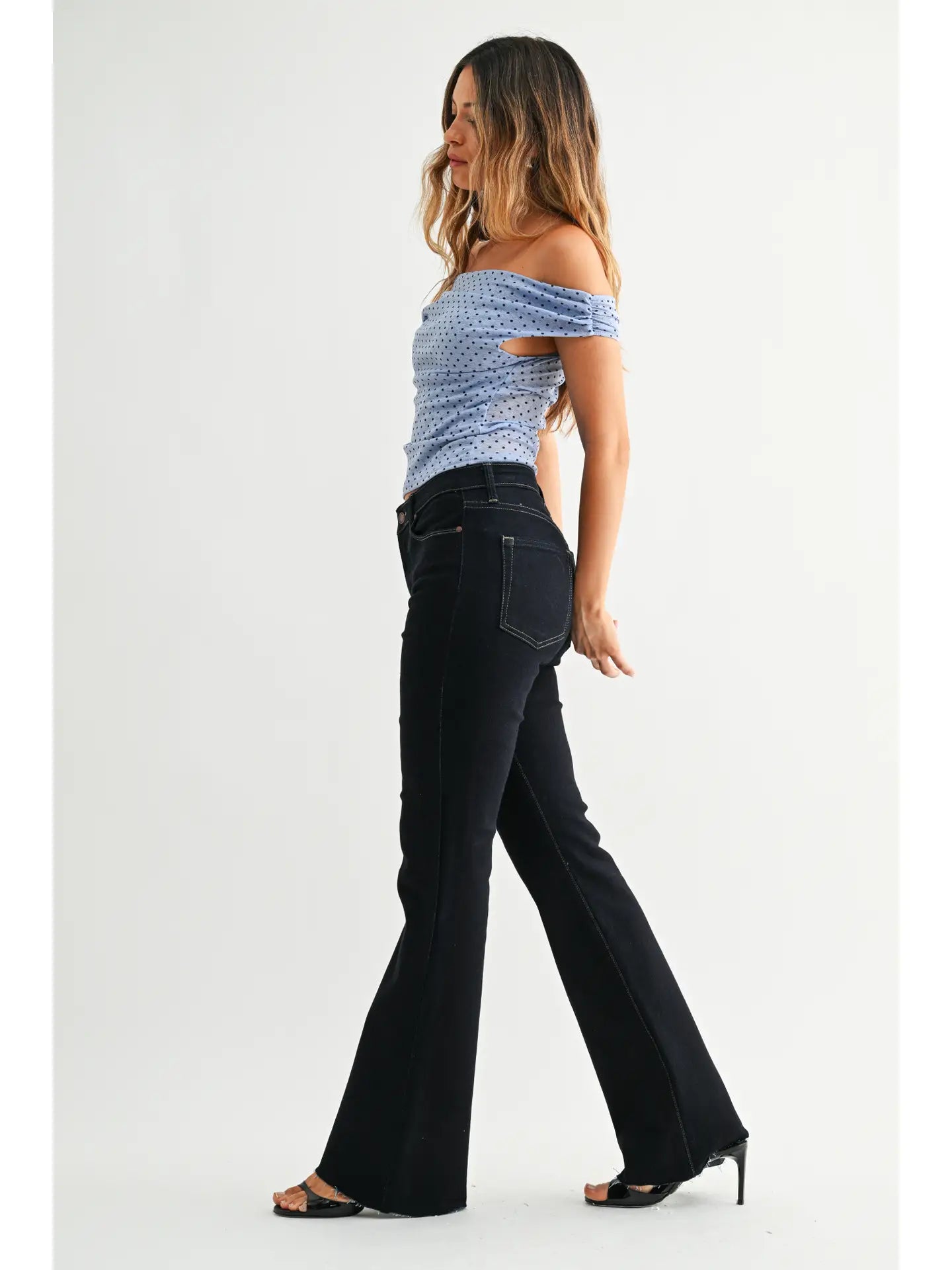 HR Scissor Cut Flare - Super Dark Denim
