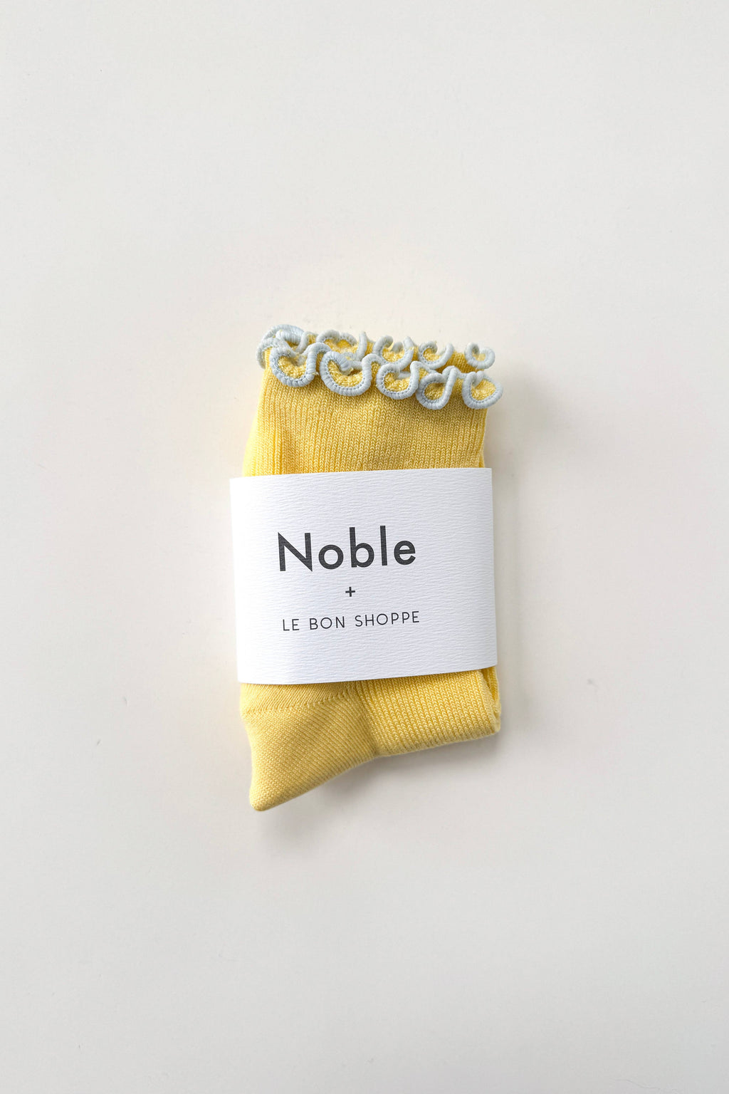 The Petite Ruffled Modal Socks - Butter/ Baby Blue