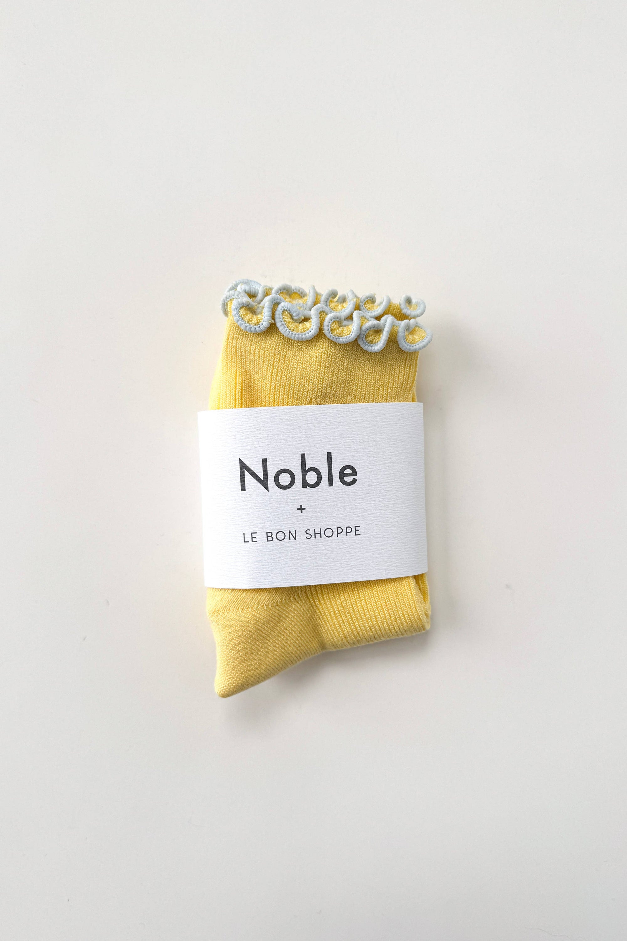 The Petite Ruffled Modal Socks - Butter/ Baby Blue