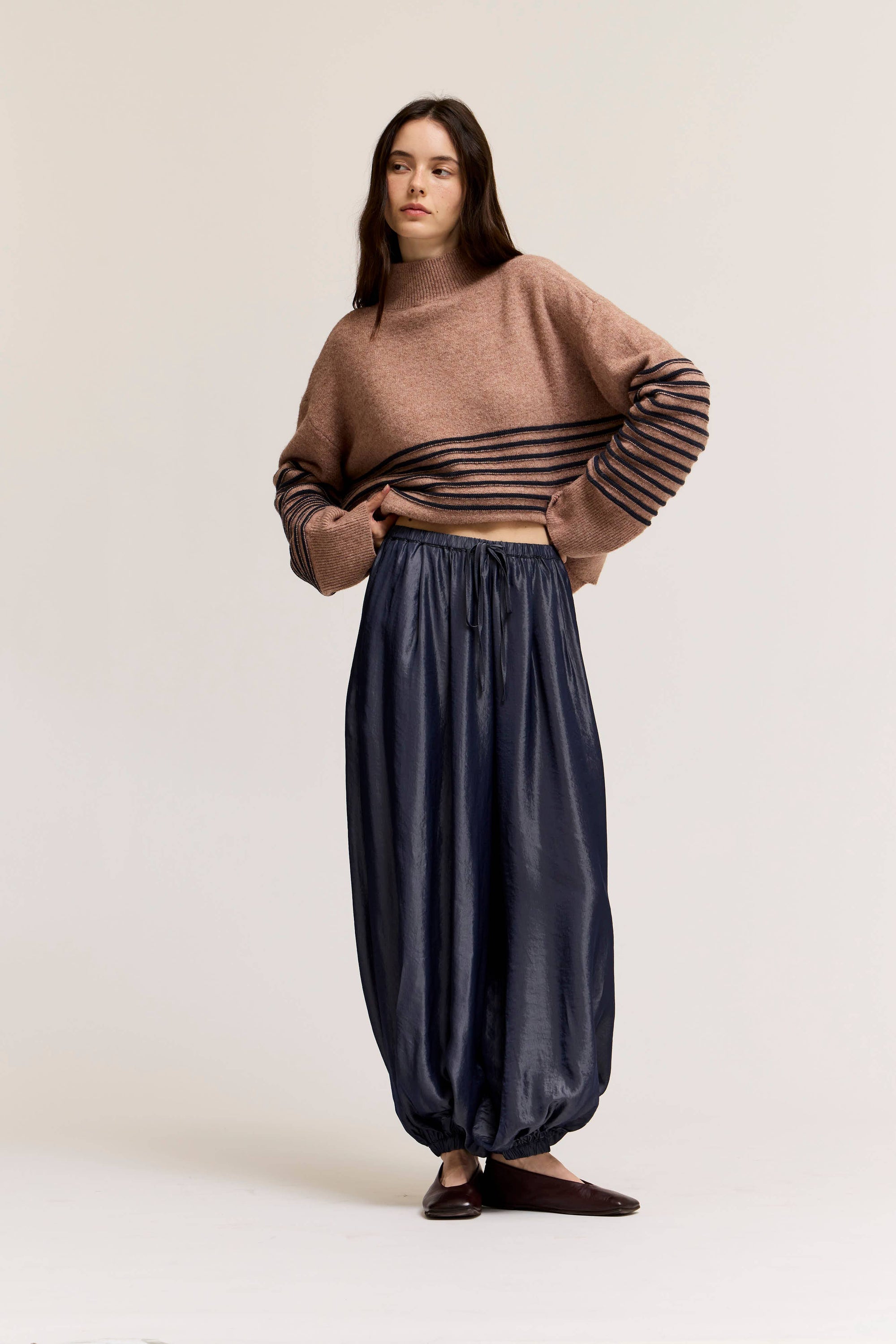 Satin Harem Pants - Indigo