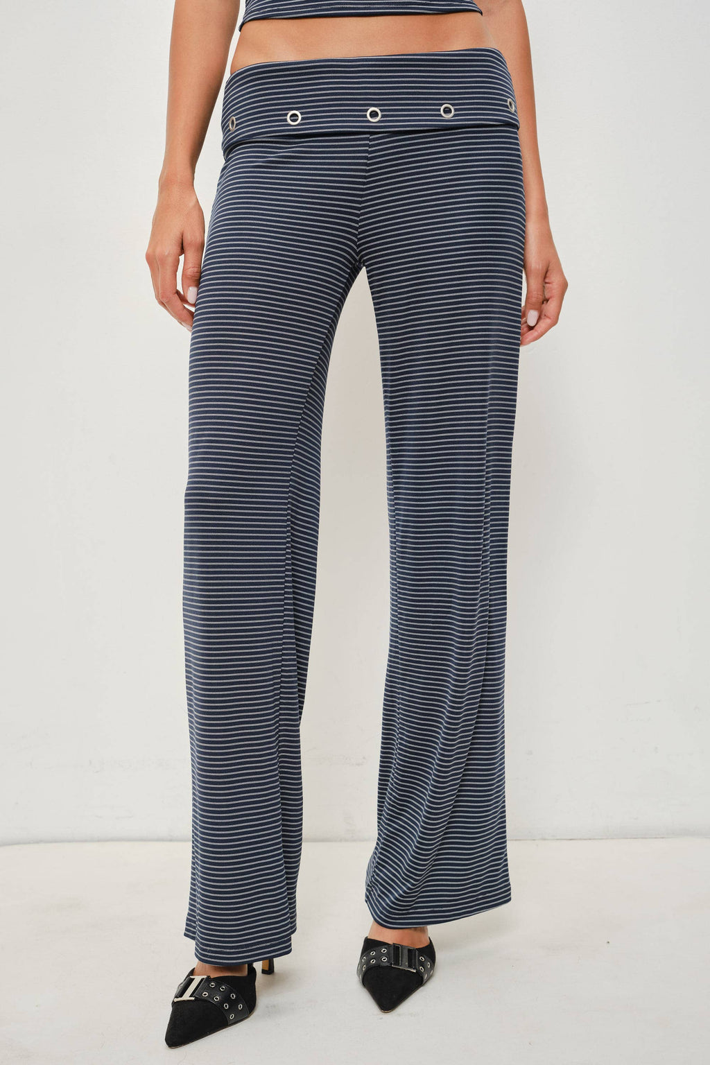 Joel Striped Grommet Fold Over Pants