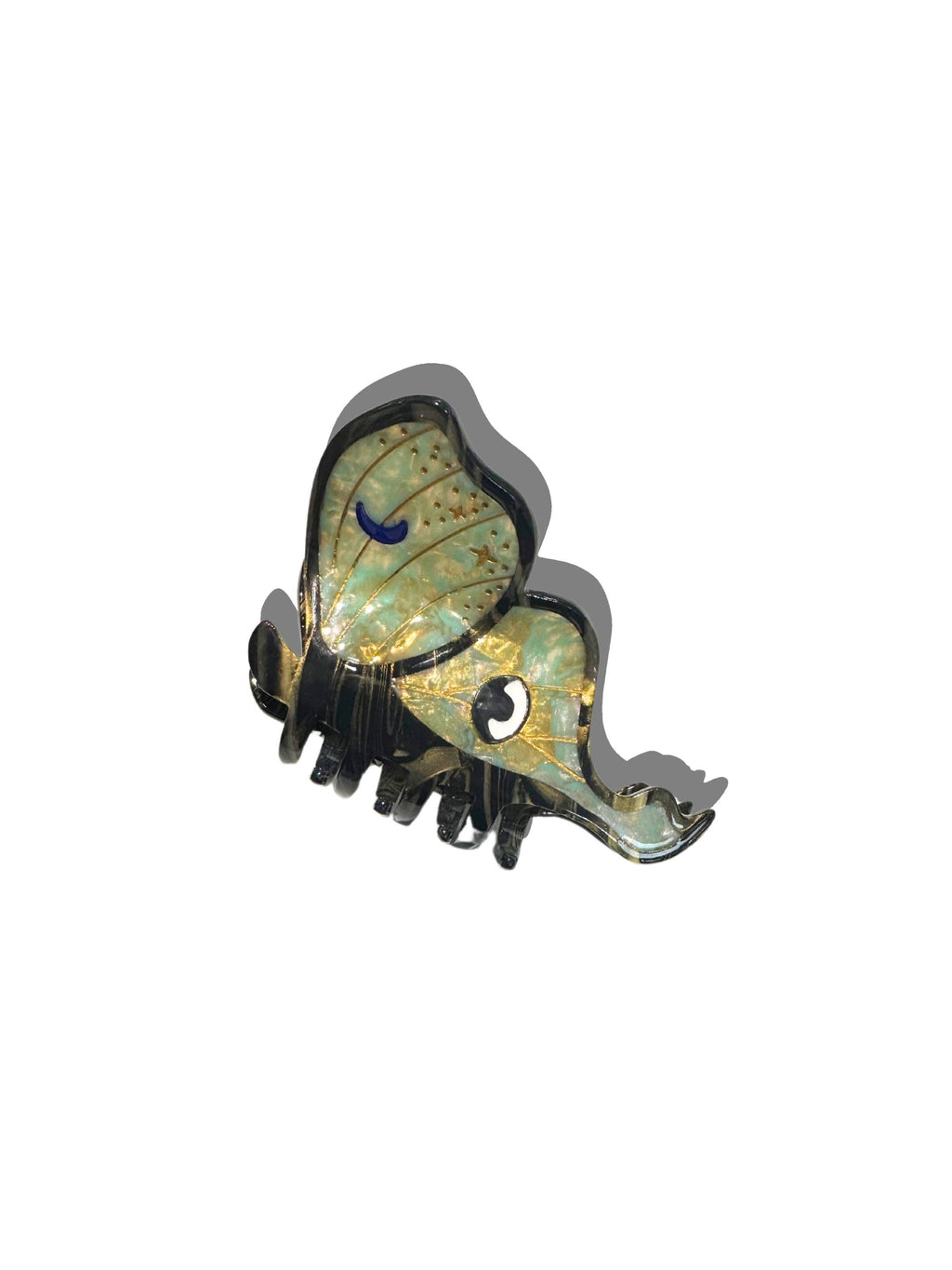 Hand-painted Luna Moth Claw Hair Clip