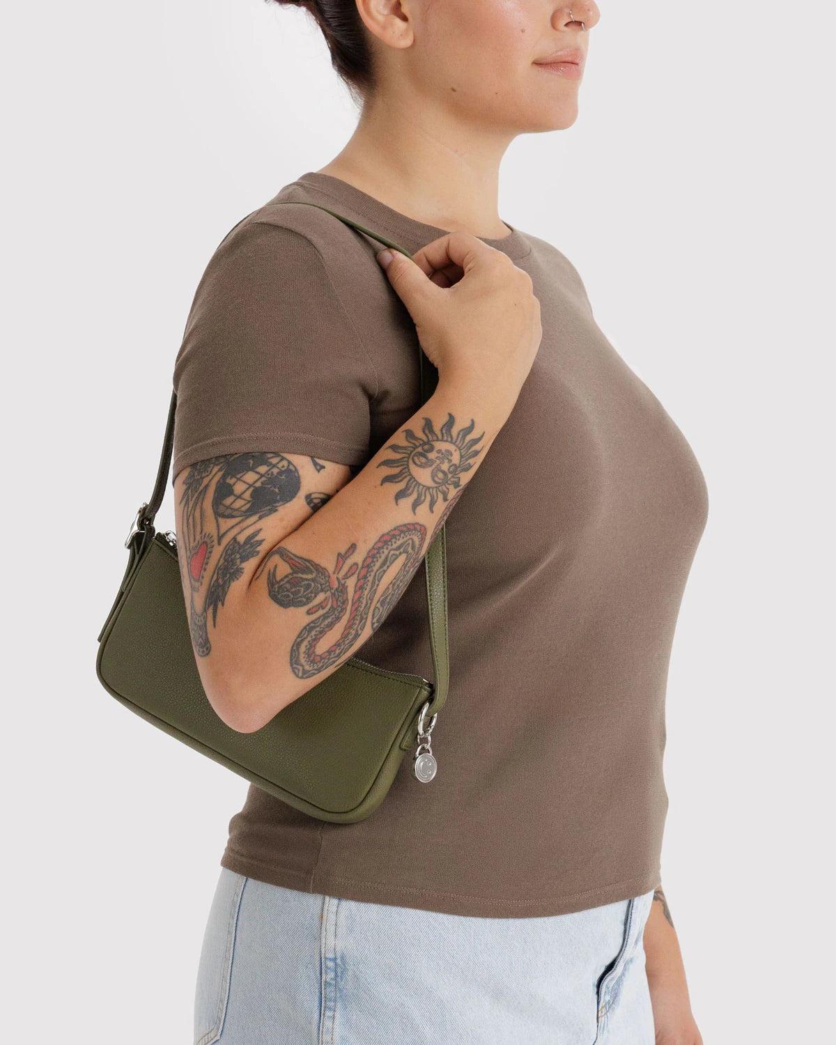 Recycled Leather Pouchette - Loden