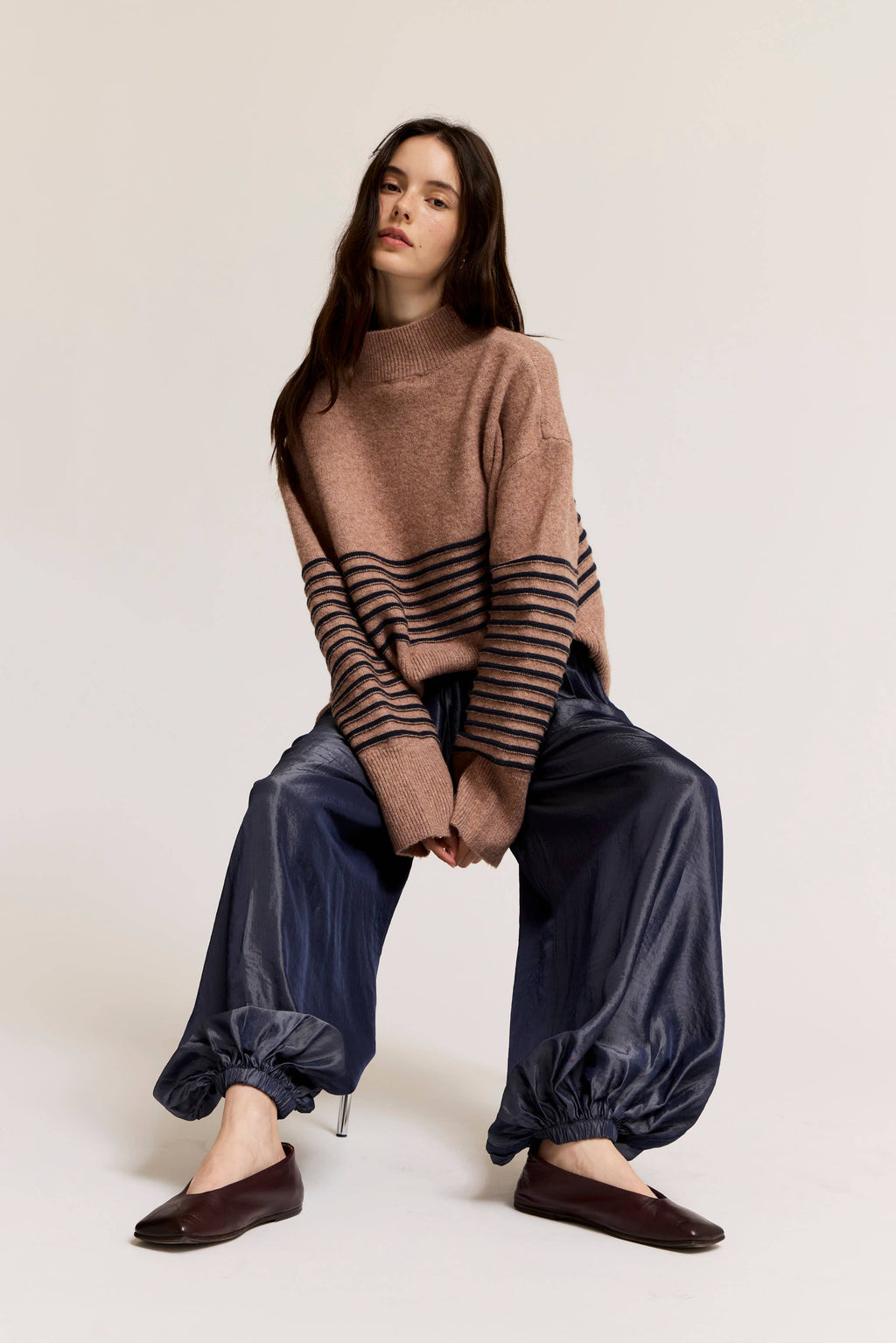 Satin Harem Pants - Indigo