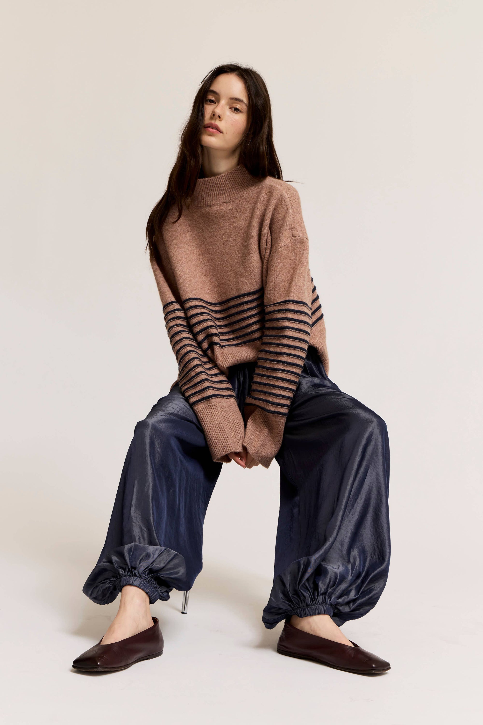 Satin Harem Pants - Indigo