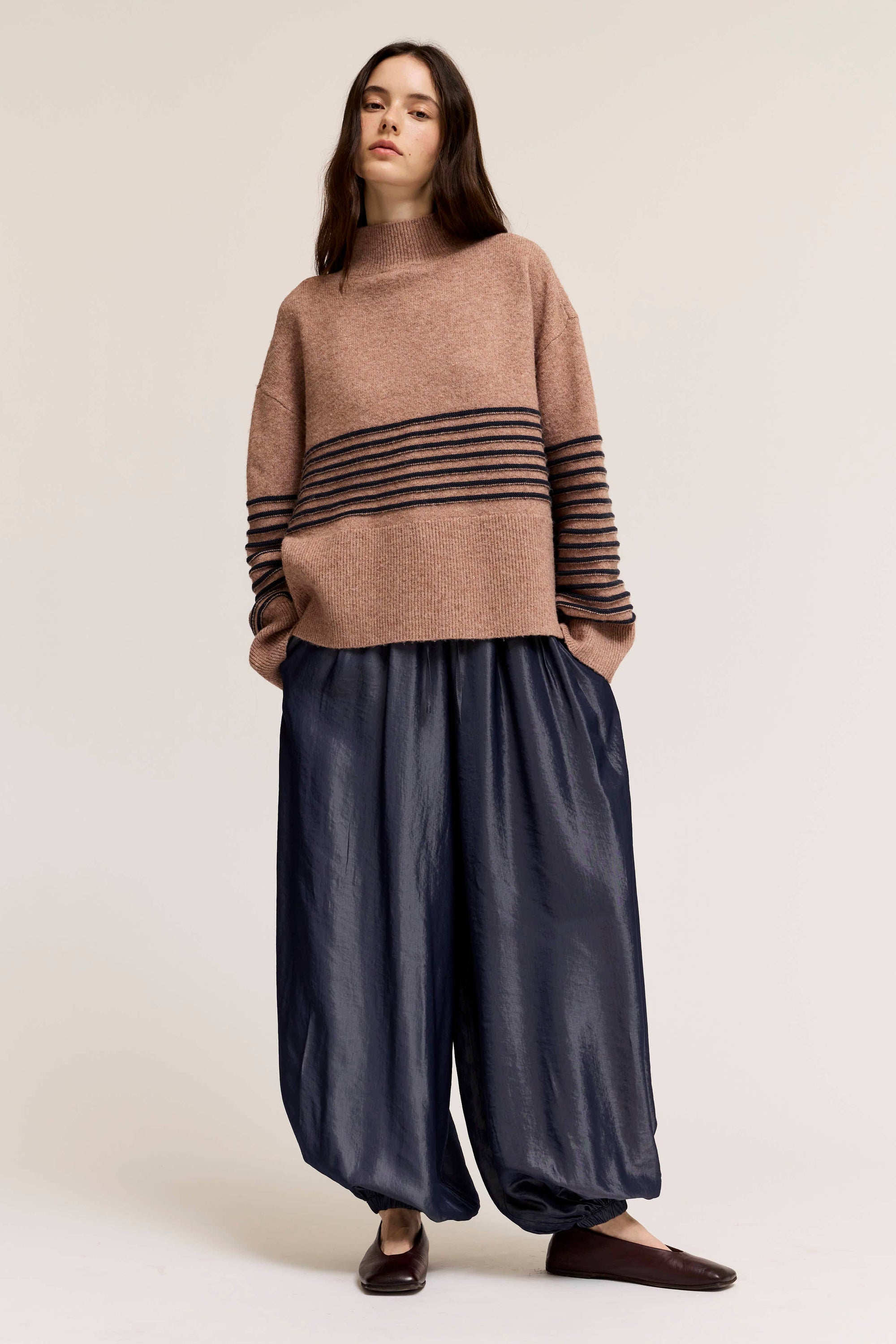 Satin Harem Pants - Indigo
