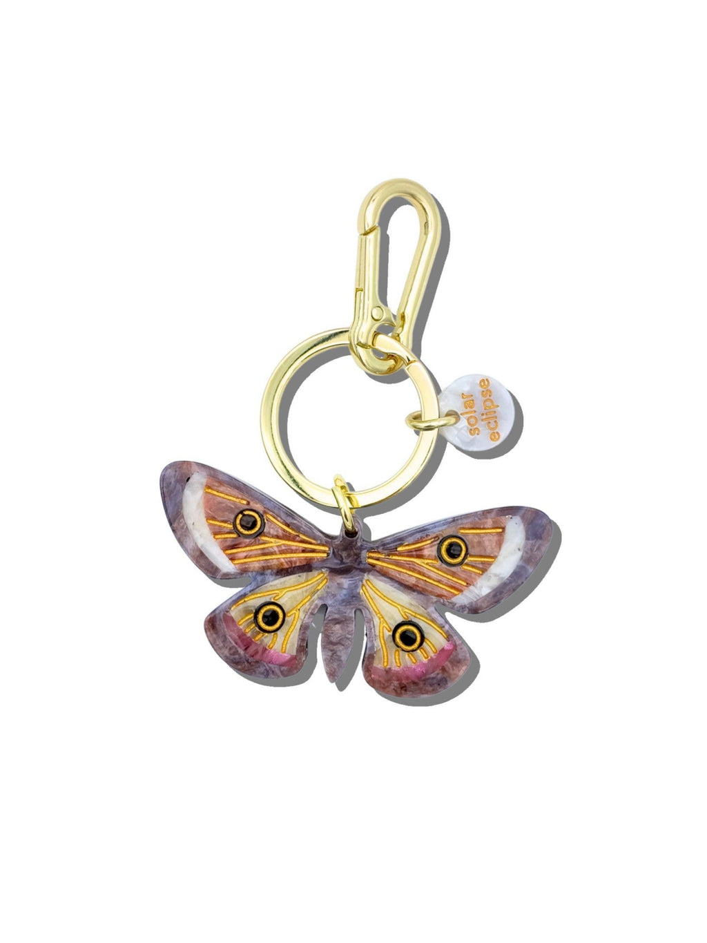 Hand-painted Emperor Silk Moth Bag Charm + Keychain