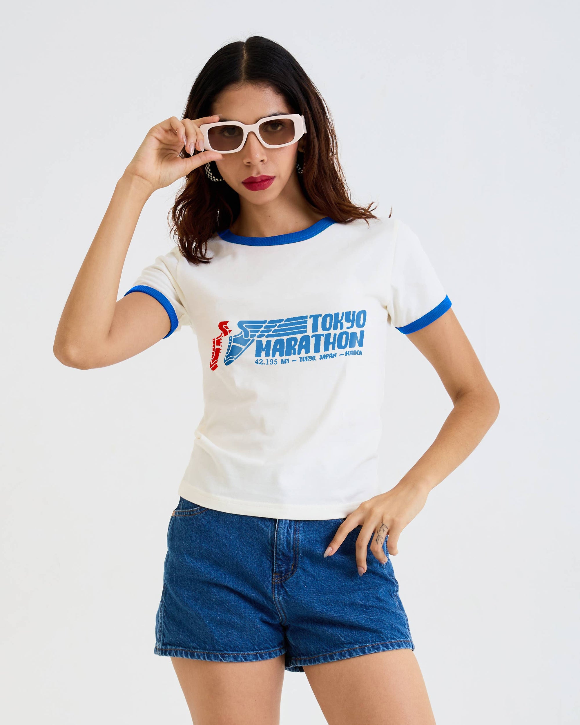 Women's T-Shirt Tokyo Running Marathon Ringer