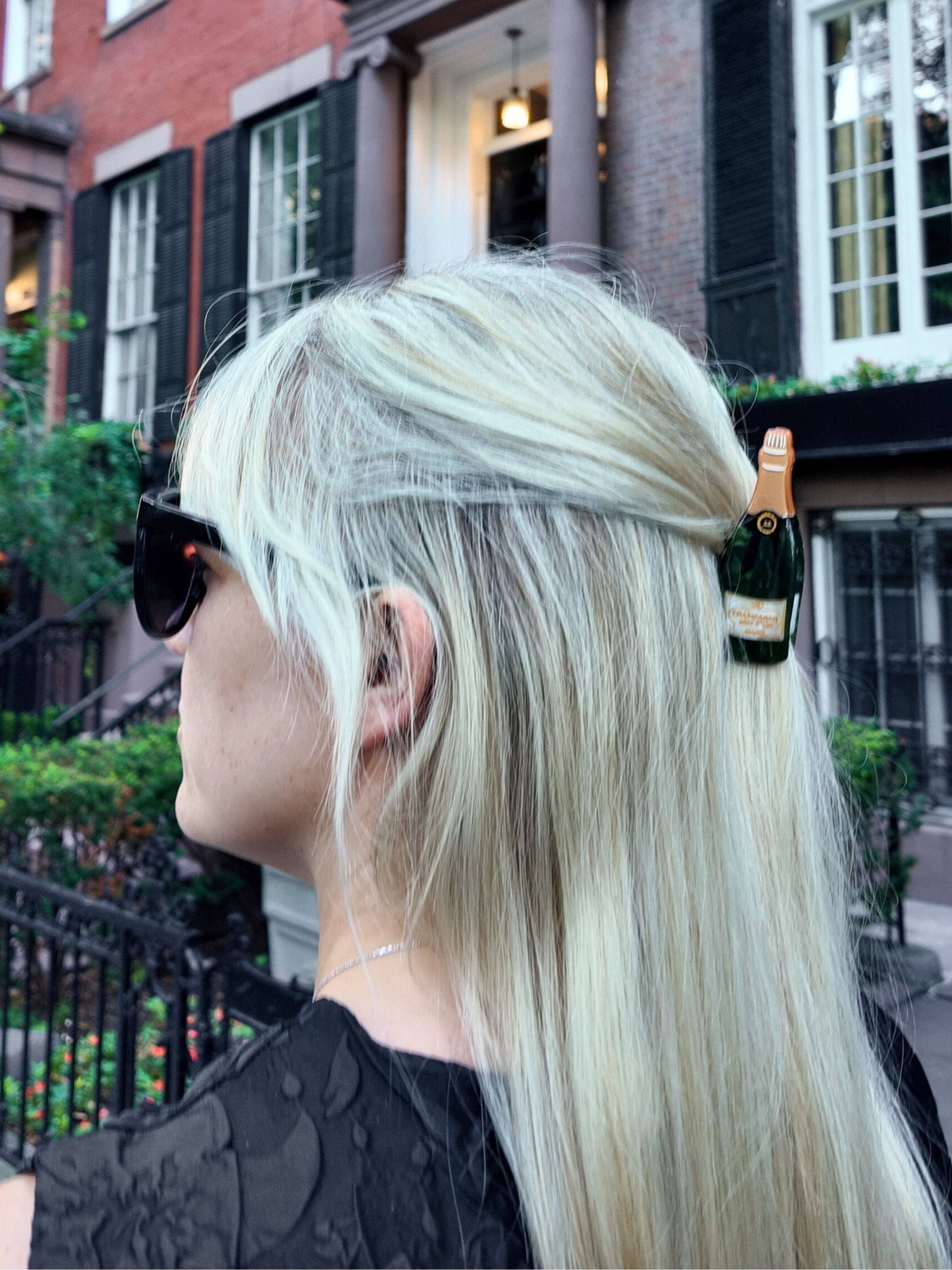 Hand-painted Champagne Claw Hair Clip