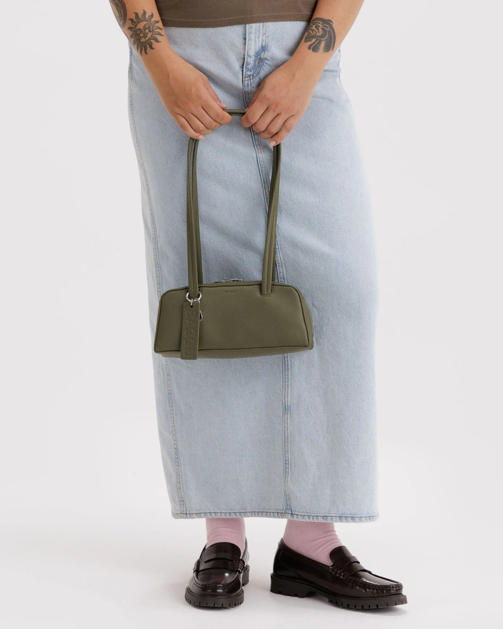 Small Recycled Leather Bowler Bag - Loden