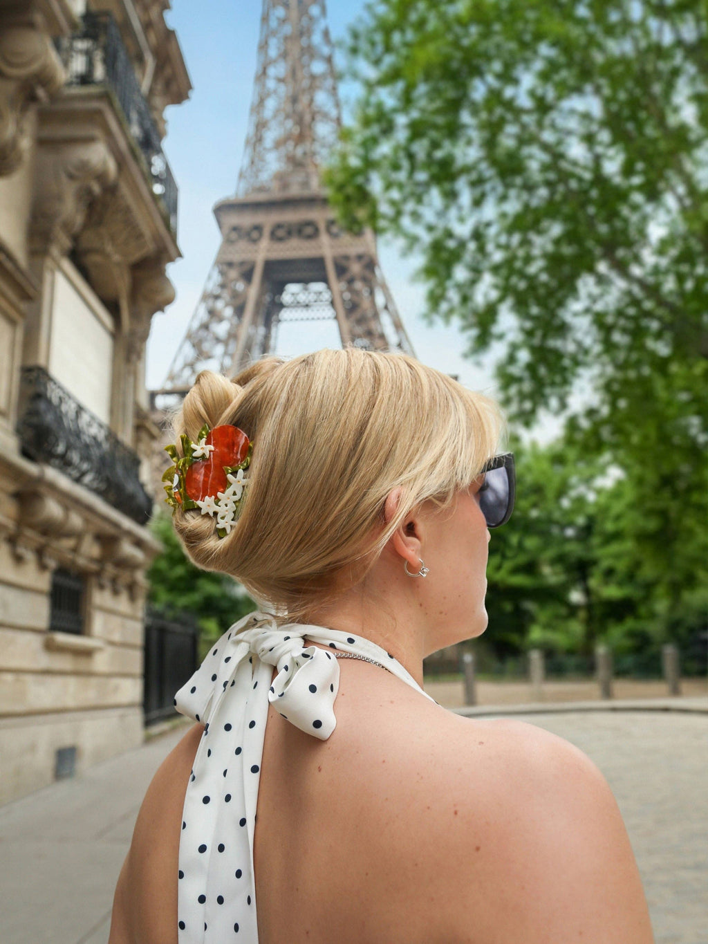 Hand-painted Orange Blossom Claw Hair Clip